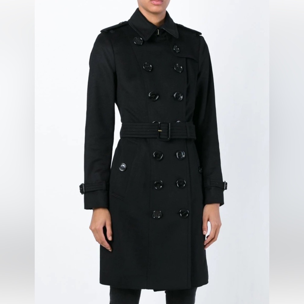 Burberry Sandringham black cashmere trench coat